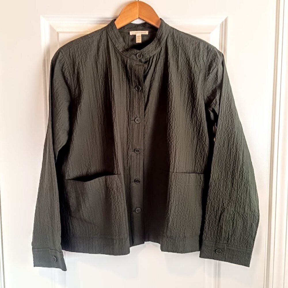 Eileen Fisher Seaweed Green Organic Cotton Jacket NWT